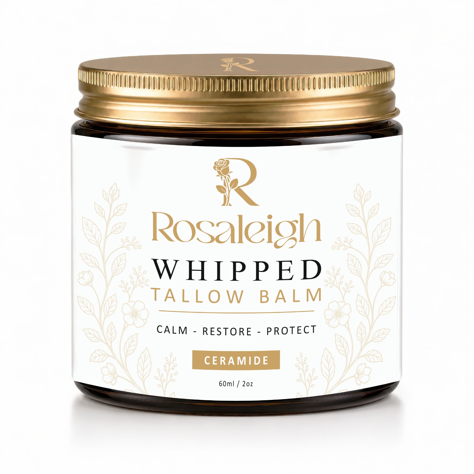 Rosaleigh Whipped Tallow Cream jar with chamomile flowers